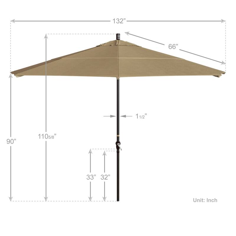 California Umbrella 11' Round Aluminum Crank Open Auto Tlit Patio Umbrella, Bronze Finish, Double Wind Vent.