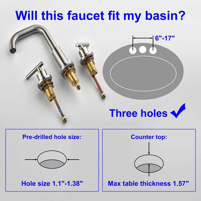 Widespread Bathroom Sink Faucet 3 Holes Bathroom Faucet 8 Inch Double Handle Vanity Basin Faucets