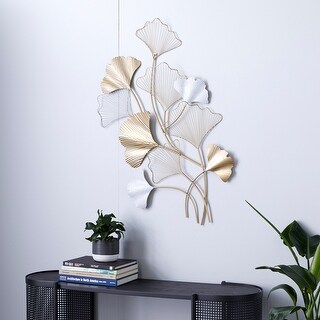 Gold Metal Leaf Wall Decor with White Accents