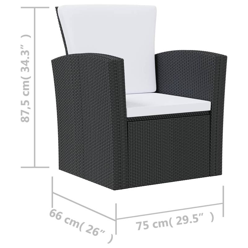 vidaXL Patio Lounge Set Sectional Sofa Set 4 Piece with Cushions Poly Rattan