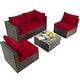 preview thumbnail 52 of 61, Costway 5PCS Patio Rattan Furniture Set Cushioned Sofa & Chair Coffee