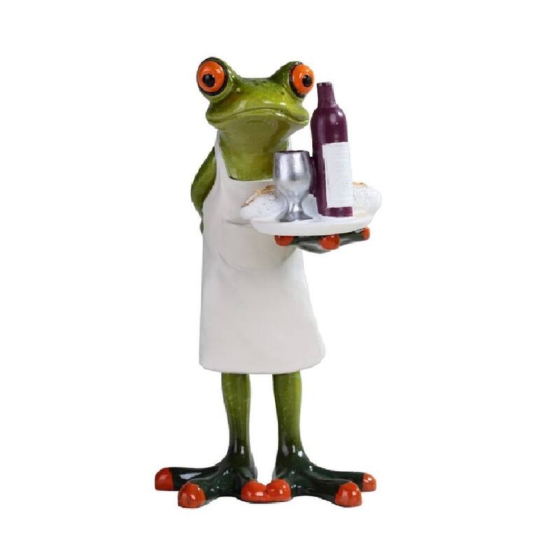Q-Max 6"H Frog Chef Wine Serving Statue Funny Animal Decoration Figurine