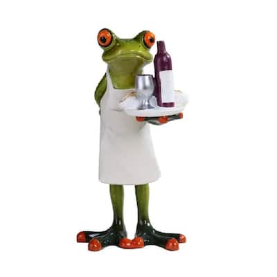 Q-Max 6"H Frog Chef Wine Serving Statue Funny Animal Decoration Figurine