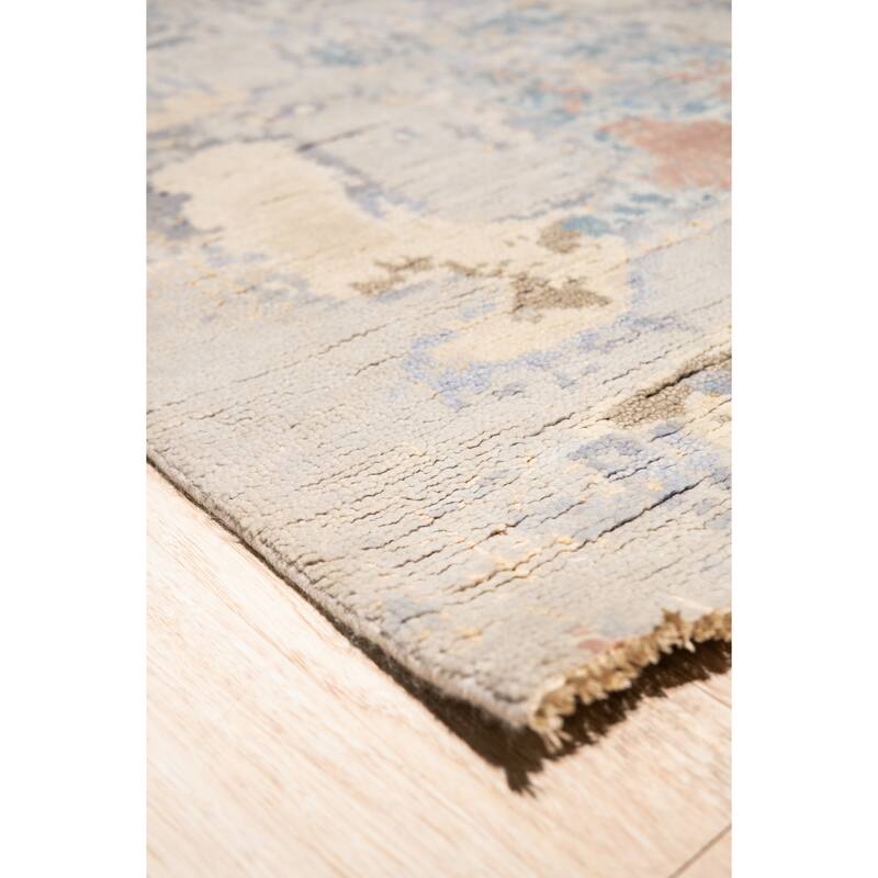 Hand-knotted Wool GREY MULTY Transitional Abstract Traditional