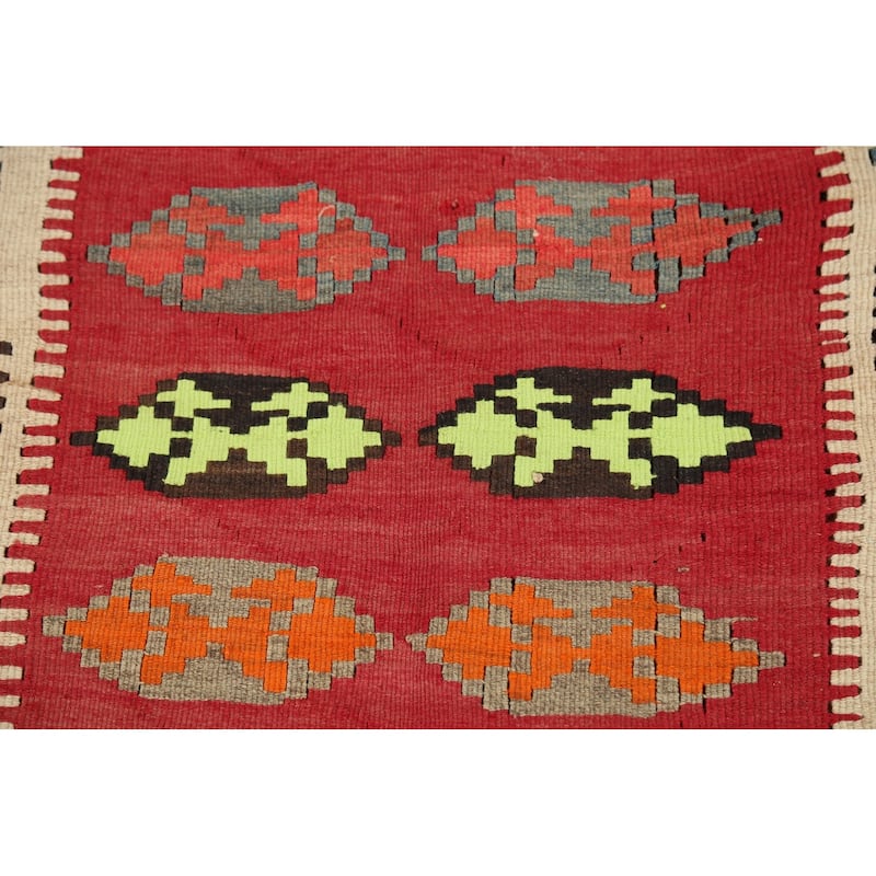 Vegetable Dye Kilim Qashqai Persian Antique Rug Tribal Wool Carpet - 3'10"x 7'3"