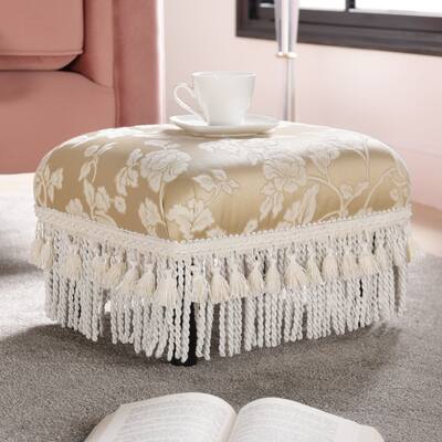 Accent Footstool Ottoman, Sturdy Solid Hardwood and Plywood Frame