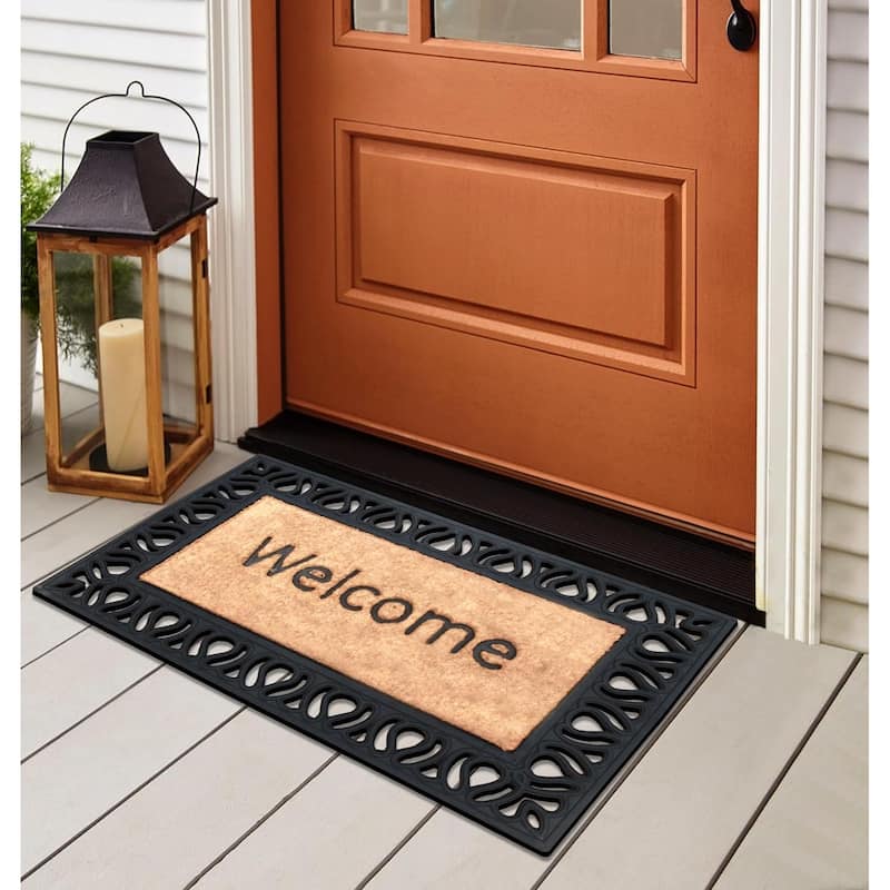 A1HC Rubber and Coir Paisley Beautifully Design Outdoor Durable Doormat 18"X30"