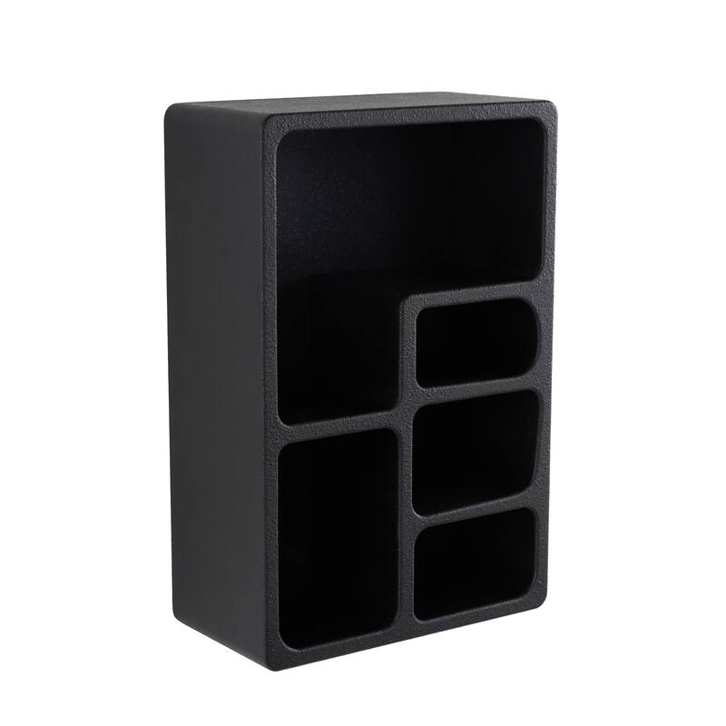 Wooden 5 Shelf Geometric Room Wall Shelf with Block Shapes - Black or Cream