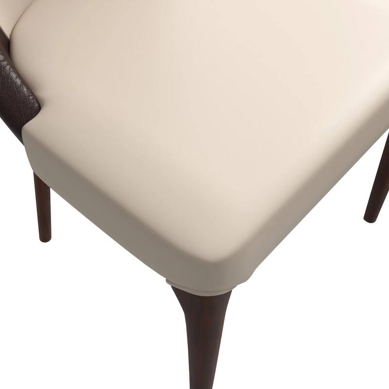 Havana Leather Upholstered Solid Wood Dining Chair Two-Tone Color Design Set of 4