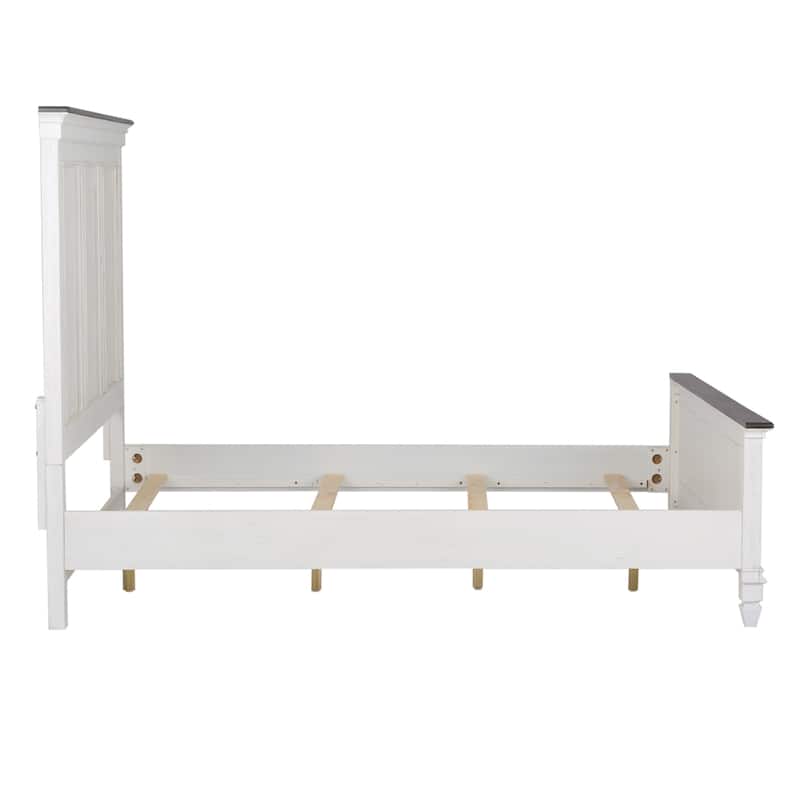 Copper Grove Allyson Park Wirebrushed White Charcoal King Panel Bed