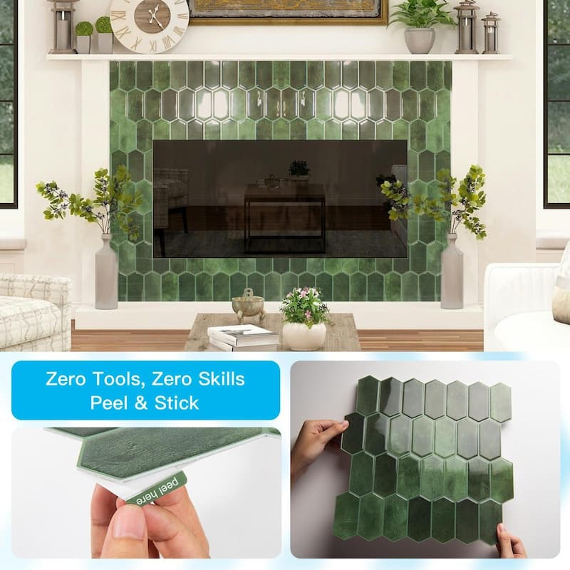 Art3d 10pcs Peel and Stick Backsplash Thickened Wall Tiles, 12''x12'', Cover 10 Sq.Ft.