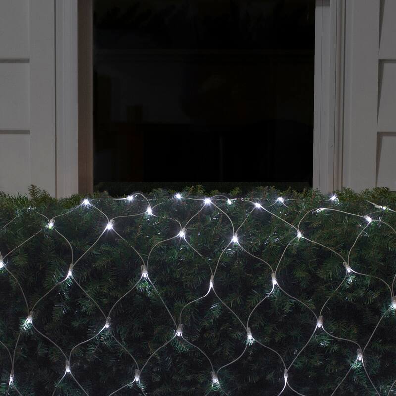 4' x 6' LED Wide Angle Net Style Christmas Lights White Wire