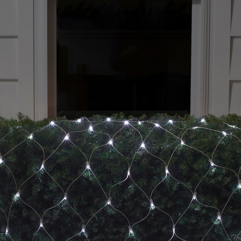 4'x6' Pure White LED Wide Angle Net Style Christmas Lights, White Wire