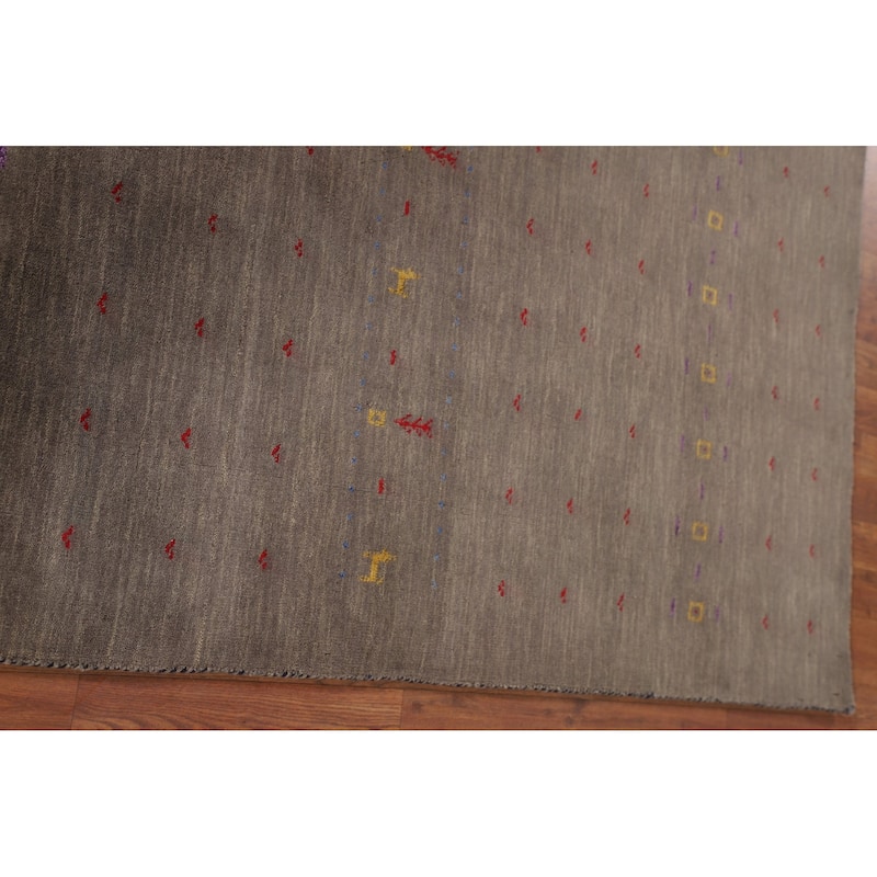Brown Tribal Gabbeh Indian Area Rug Handmade Wool Carpet - 3'8"x 6'1"