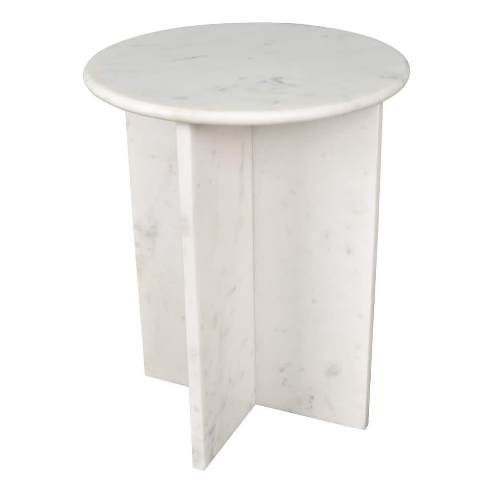 Cecil 17.75" Contemporary Natural Marble Handmade X-Shaped End Table, by JONATHAN Y.