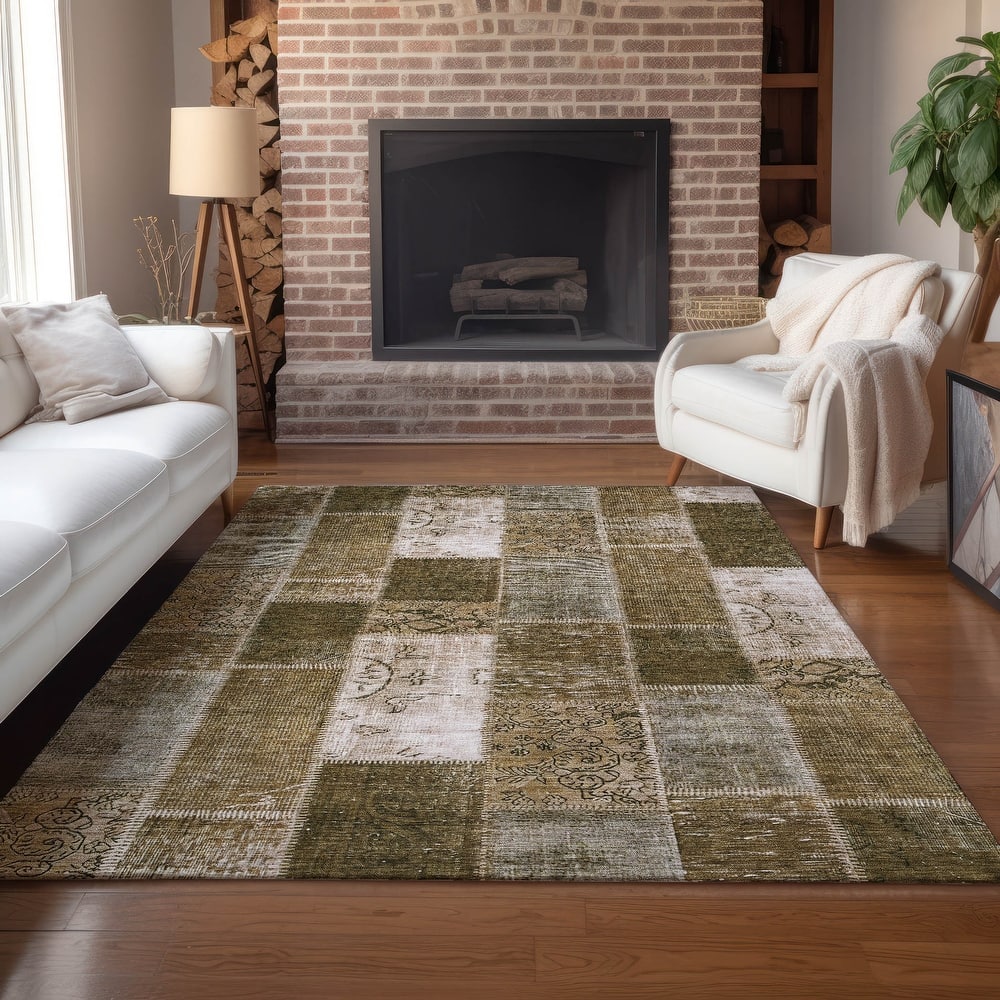 Machine Washable Indoor/ Outdoor Chantille Vintage Patchwork Rug