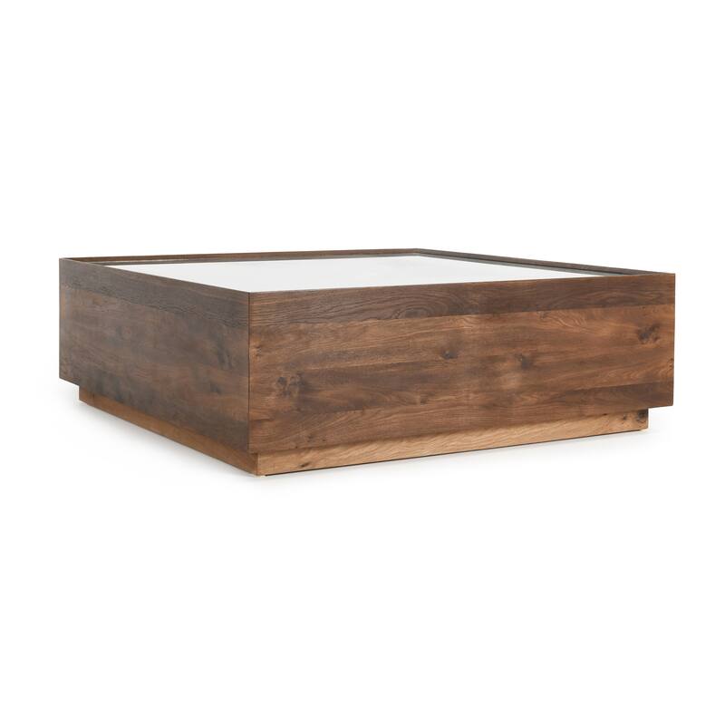 Classic Home Santa Barbara 49" Glass and Wood Coffee Table