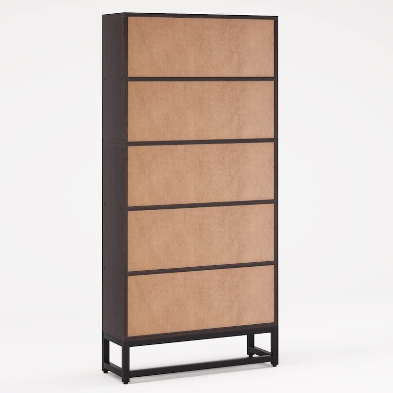 5-Tier Tall Bookshelf with LED Lights Adjustable Shelves Heavy Duty Metal Frame for Home Office Library Storage