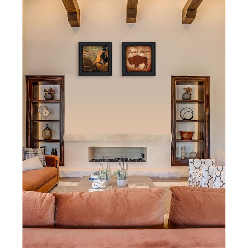 Trendy Decor 4U "Home on the Range-Western" Printed Framed Wall Art by Mollie B.