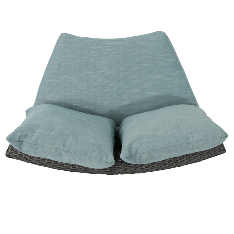 Newton Wicker Outdoor Curved Loveseat Sectional with Cushions by Christopher Knight Home