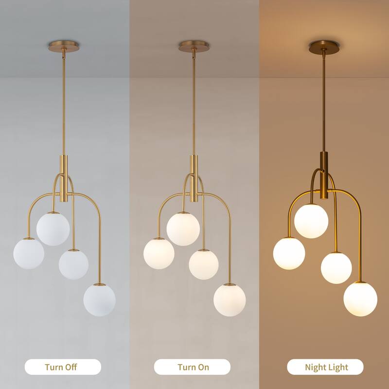 4/6-Light Glass Bubble Dimmable Sputnik Modern Linear Chandelier