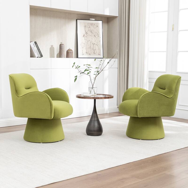 SEYNAR Modern Glam Velvet 360 Degree Swivel Armchair Set of 2