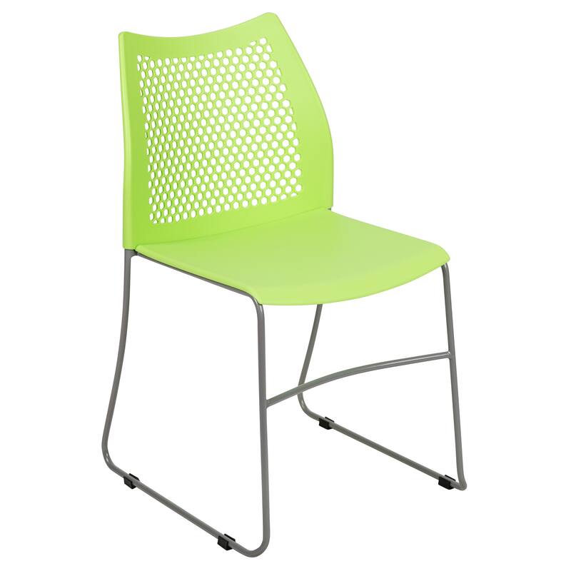 661 lb. Capacity Stack Chair with Air-Vent Back and Powder Coated Sled Base