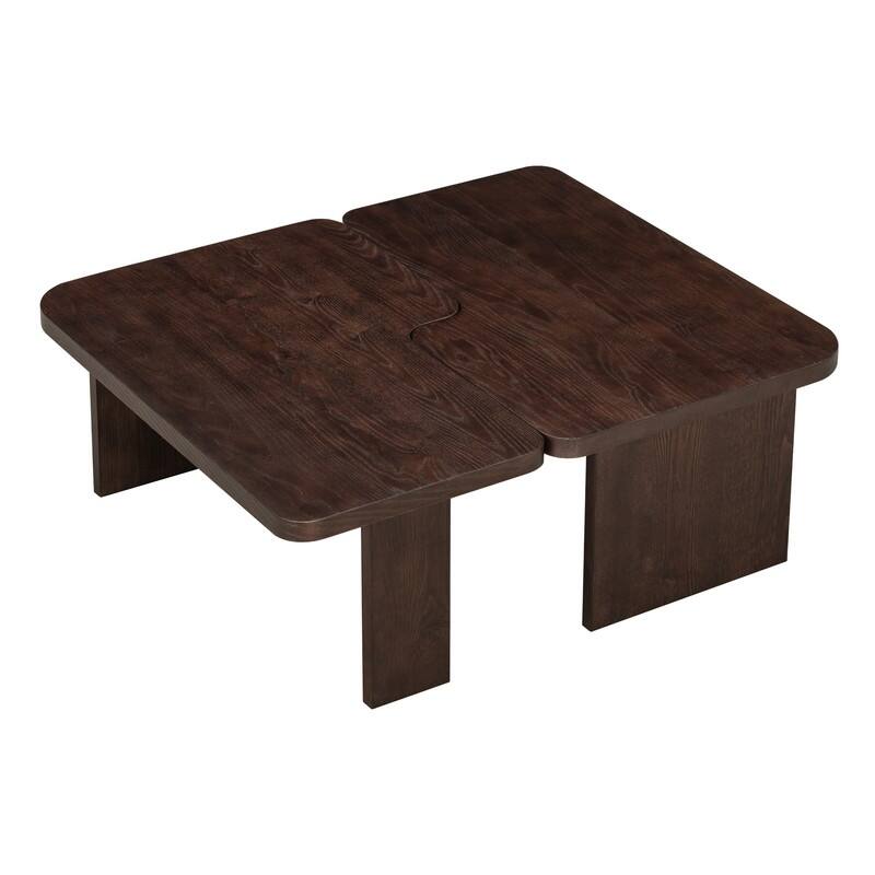 Modern Minimalist Rectangle Coffee Table with Splicing Design, Multifunctional Combination Table for Living Room