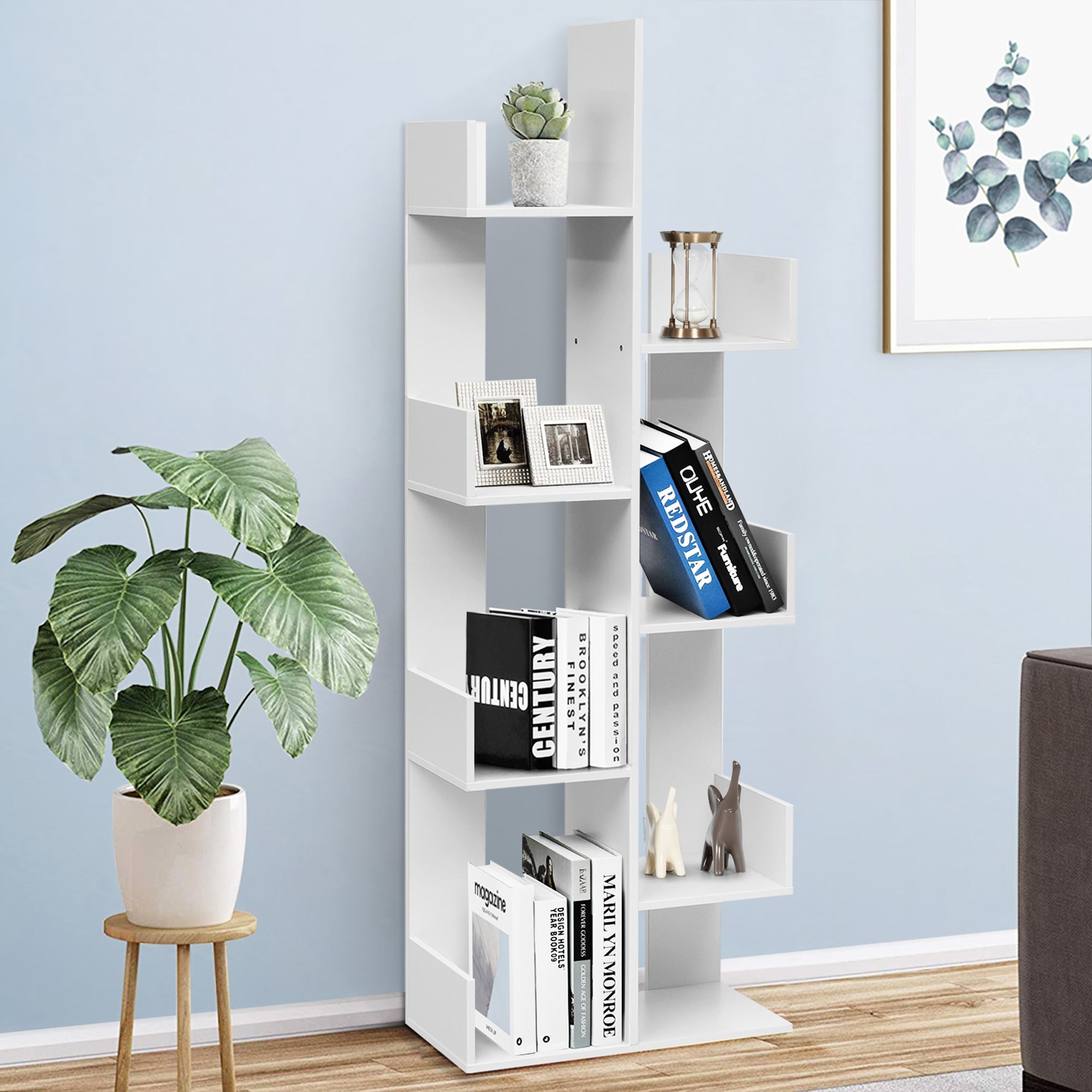 4 Tier Kids Small Bookshelf 3 Shelf, Book Organizer Storage Open Shelf Rack, Display Shelves for Bedroom Living Room Bathroom Office, White Latitude R