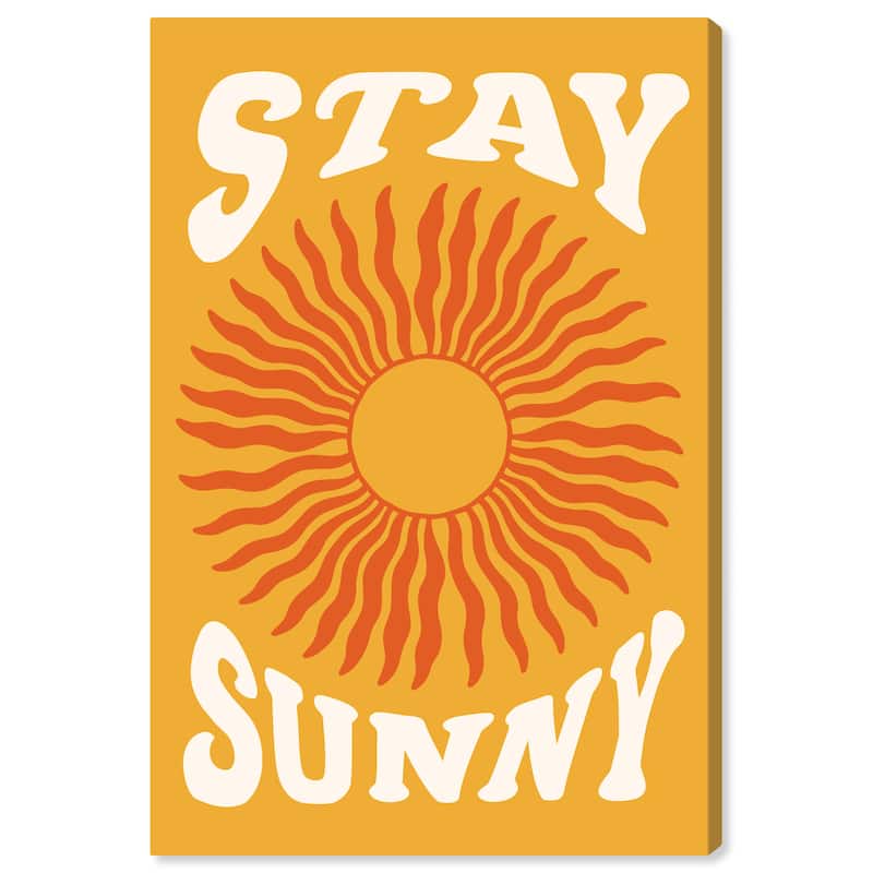 Wynwood Studio Canvas Typography and Quotes Stay Sunny Gold and Dark Orange Modern & Contemporary Wall Art Canvas Print - 36 x 24