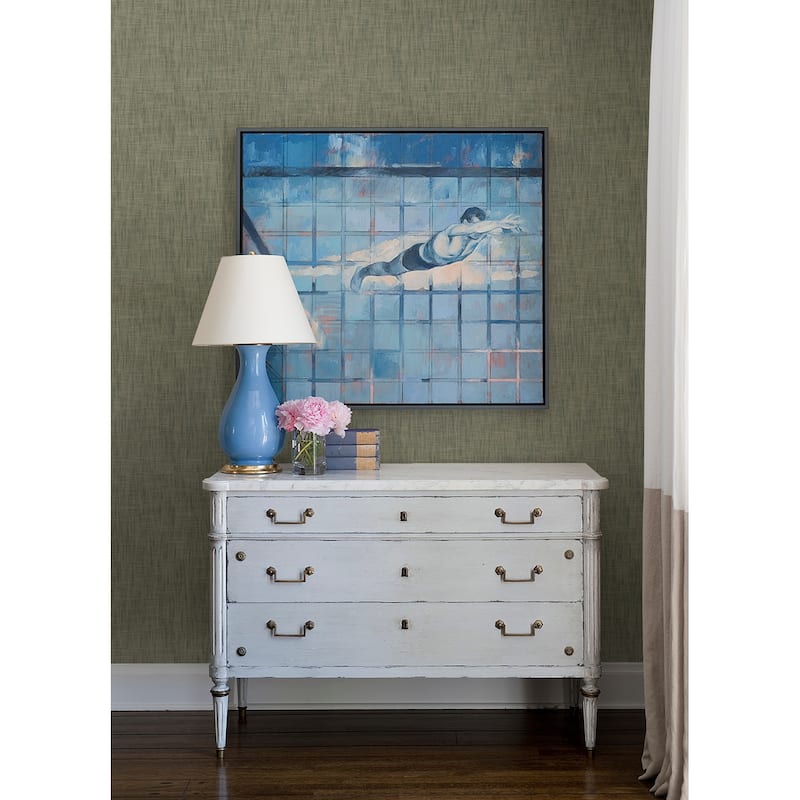 A-Street Prints Genji Green Woven Wallpaper