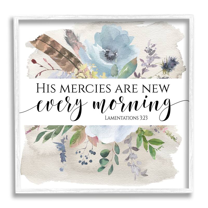 Stupell His Mercies Are New Lamentations 3:23 Blue Florals Framed Wall Art - Multi-Color