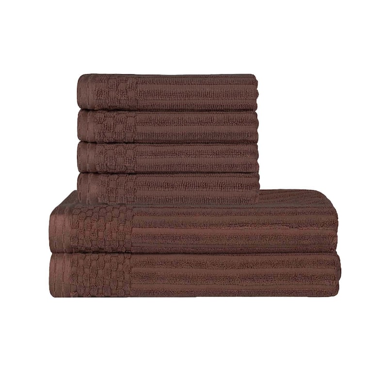 Superior Ribbed Cotton Absorbent Heavyweight Hand Towel and Bath Towel Set