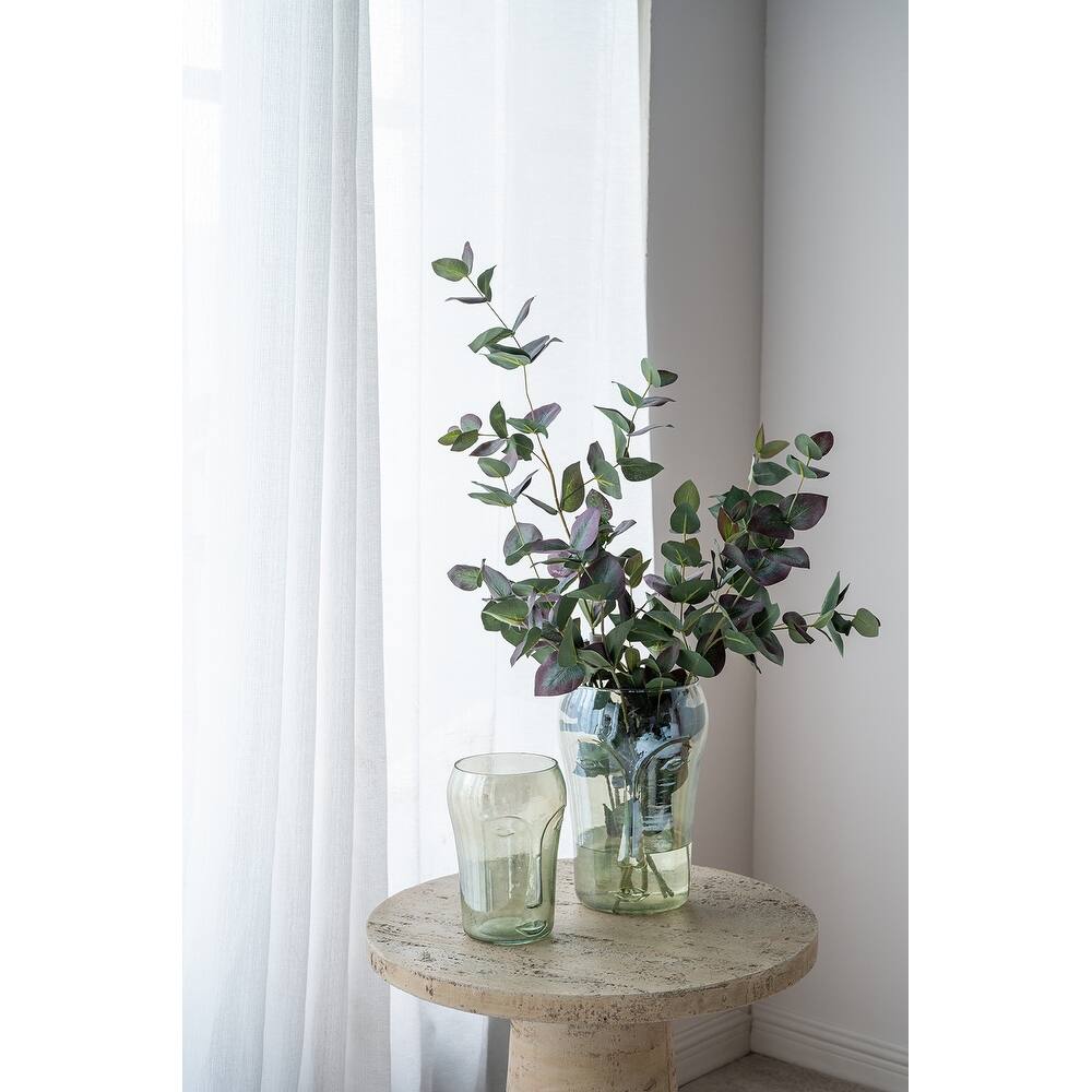 Decorative Glass Vases Set of 2 with Face Motifs Green Artisan Crafted