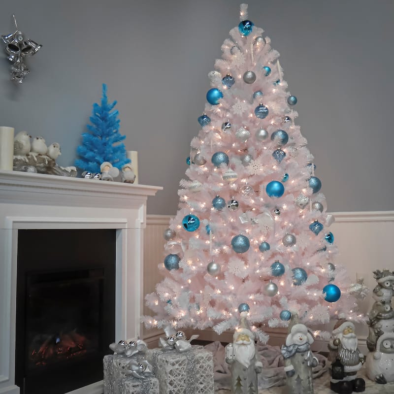 National Tree Company 9 ft. North Valley White Spruce Tree with Clear Lights - 9 Foot