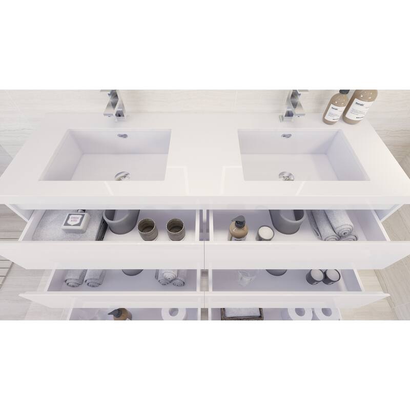 Aron 60'' Freestanding Vanity with Double Reinforced Acrylic Sink