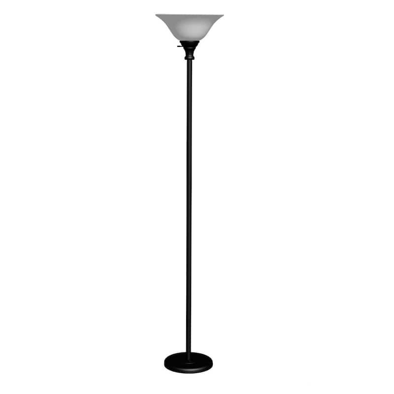 71-Inch Torchiere Floor Lamp with Frosted Glass Shade and Dimmable Light - 13.25” x 13.25” x 71” - Black