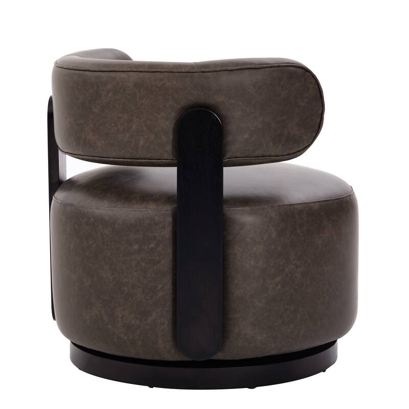 Christopher Knight Home -Modern PU Upholstered Swivel Club Chair with Wooden Base