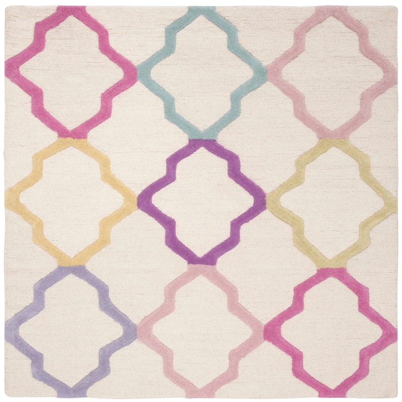 SAFAVIEH Handmade Kids Garrelda Wool Rug - 3' x 3' Square - Ivory/Multi