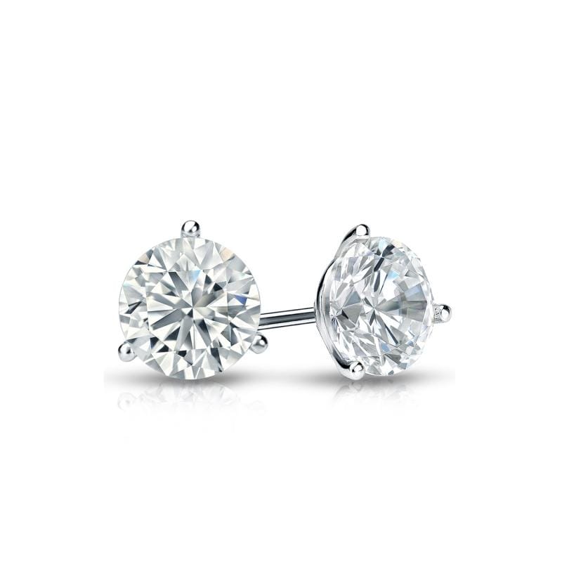Auriya 14k Gold Lab Grown Round Diamond Stud Earrings 0.50 to 5.00 ct. tw. 3-Prong Screw-Back (E-F VS)