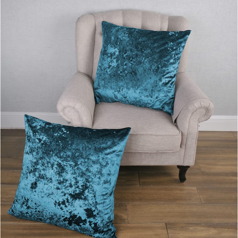 Rancho Crushed Velvet Throw Pillow Cover Set, NO INSERT - 26" x 26" - Storm Blue