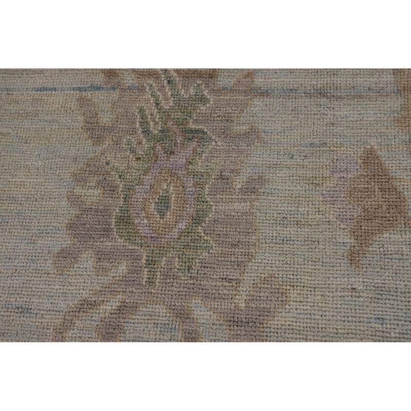 Light Blue Turkish Oushak Vegetable Dye Area Rug Handmade Wool Carpet - 8'2"x 9'10"