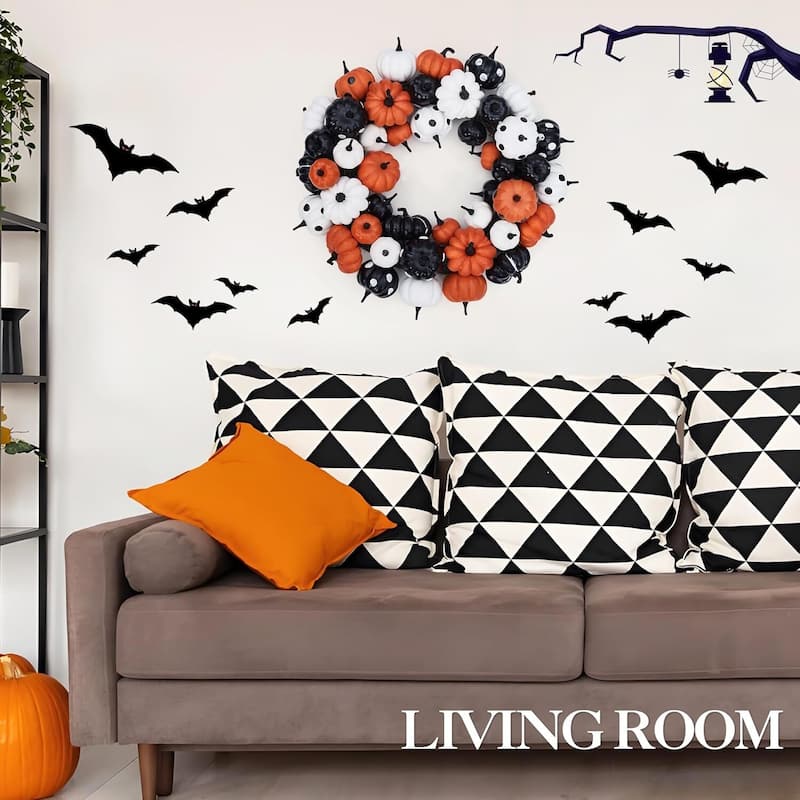 18 Inch Fall Halloween Pumpkin Wreath for Home Party Decor - N/A