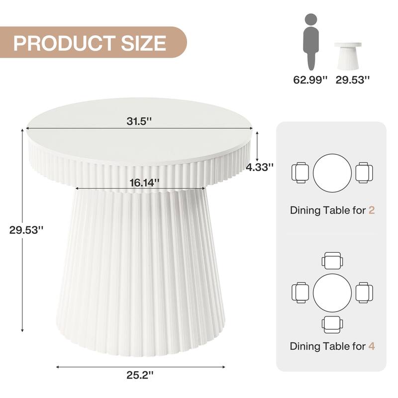 Modern Dining Table for 2-4 People, Small Round Kitchen Table