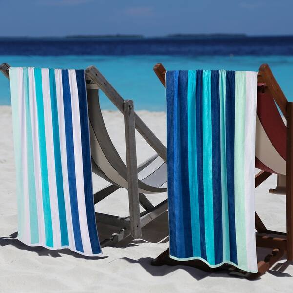 Coastal Blues Cotton Oversized 2-Piece Beach Towel Set by Superior