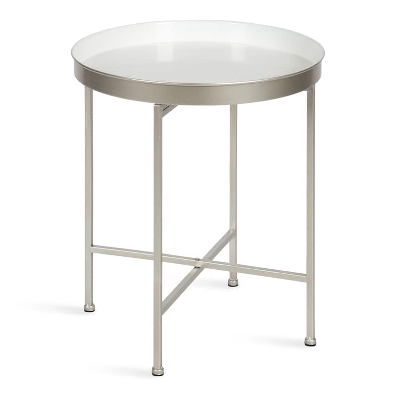Kate and Laurel Celia Round Metal Side Table - 18.25x18.25x22 - Silver/White