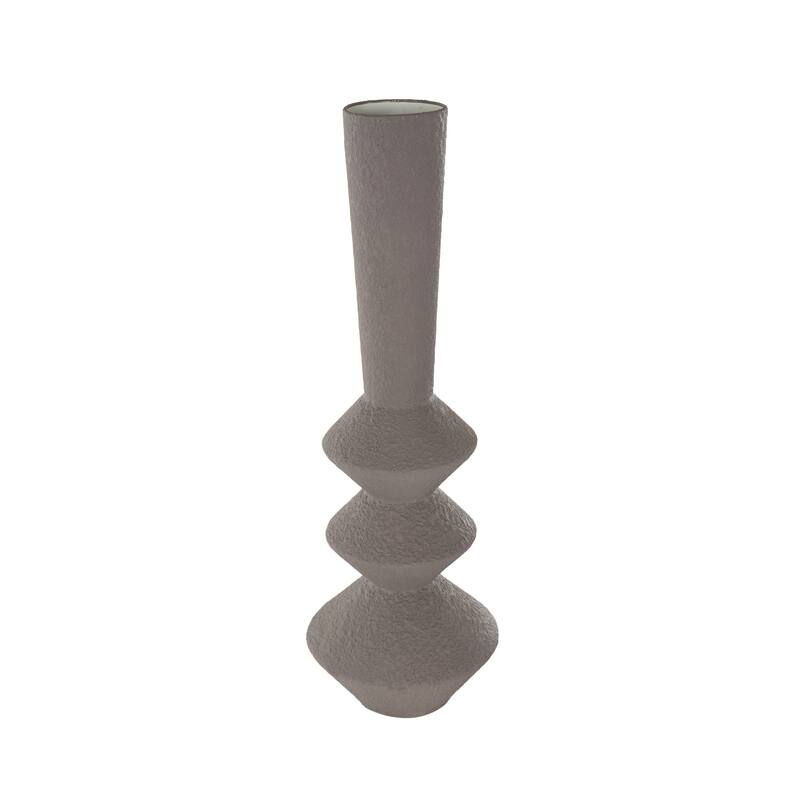 Dark Gray Metal Art Deco Fluted Decorative Vase