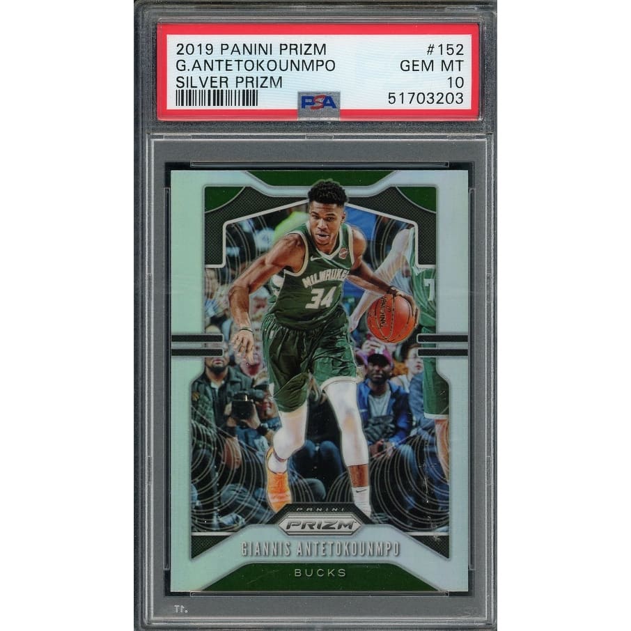 Giannis Antetokounmpo 2019 Panini Silver Prizm Card #152 Graded PSA 10 - 8'6" x 11'6"