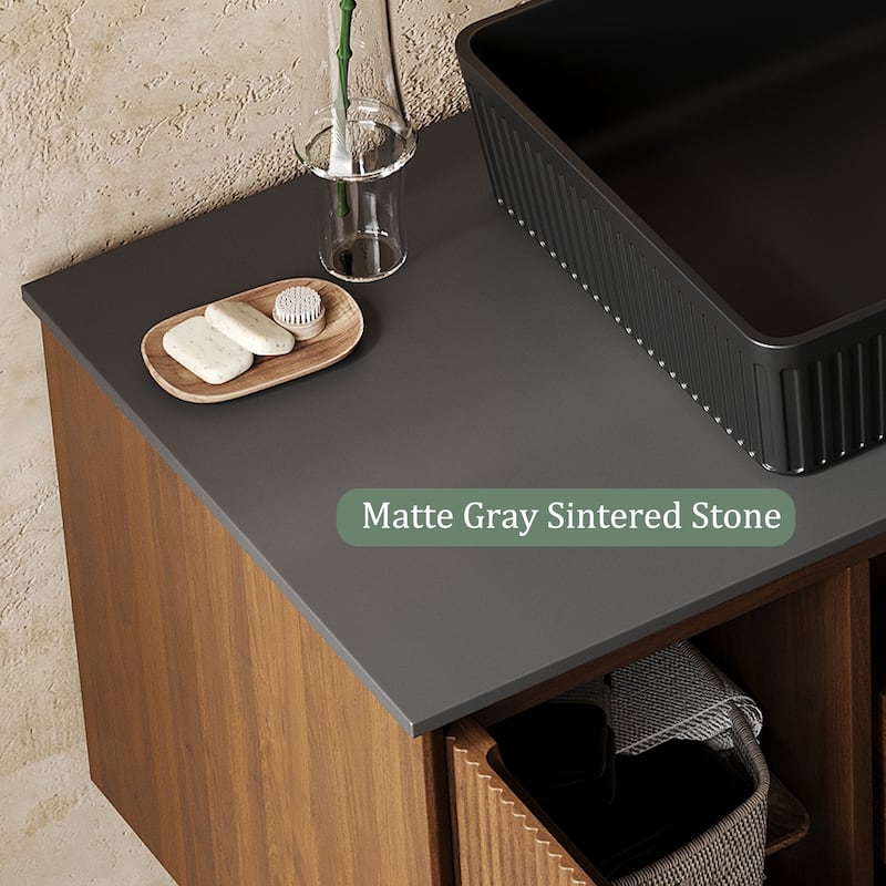 Modern 35.4" Single Bathroom Vanities,Floating Vanitiy with White Table top