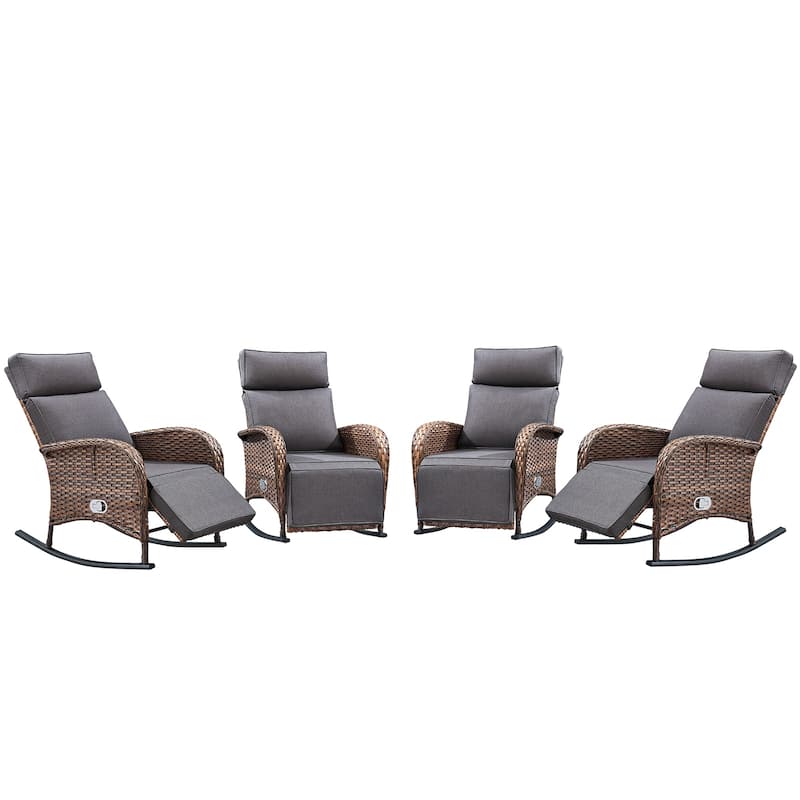 Pocassy Versatile Outdoor Recliner Rocker Chair with Side Table